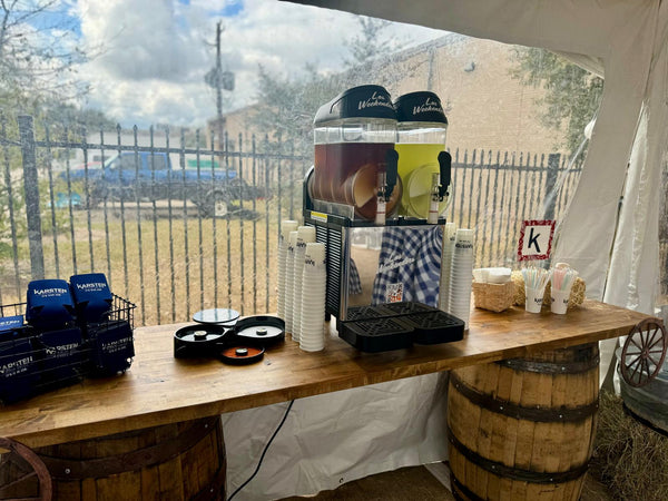 Double margarita machine rental sitting on table ready to be served